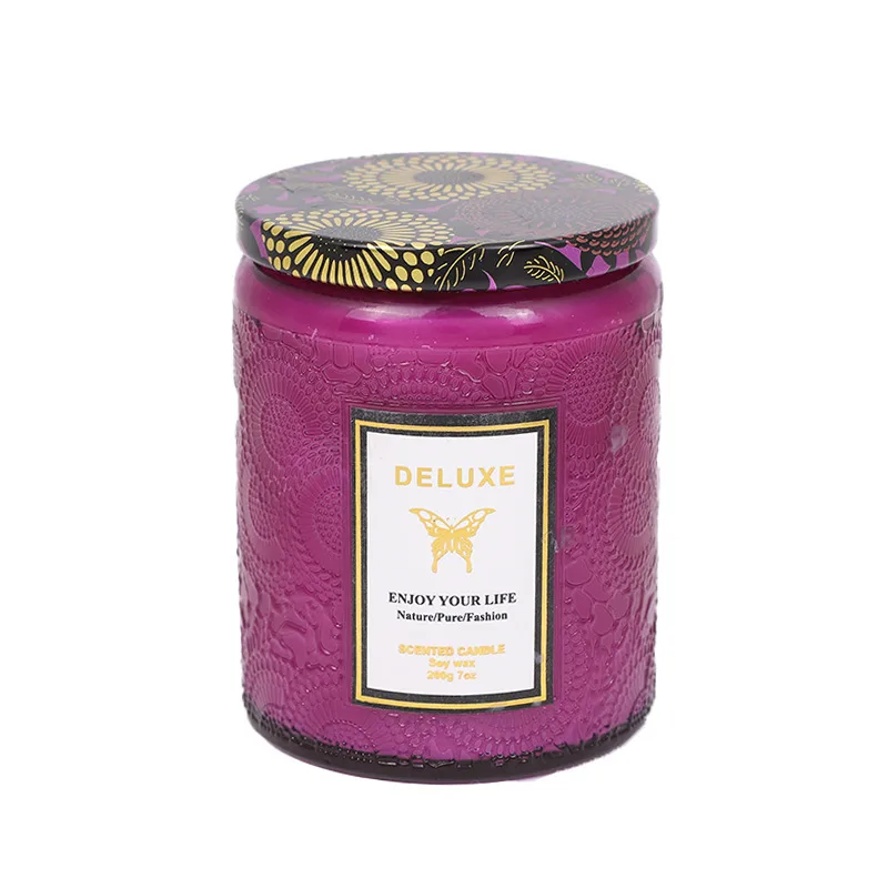Embossed Glass Fragrance Handmade Gift Aromatherapy Soy Candles - Grapefruit - View 1