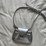 Cute Oil Waxed Leather Chain Shoulder Crossbody Pouch - Silver