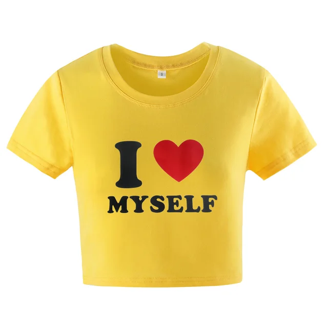 Letter Print Short sleeve T shirt For Women Yellow - Shop at LoveMi