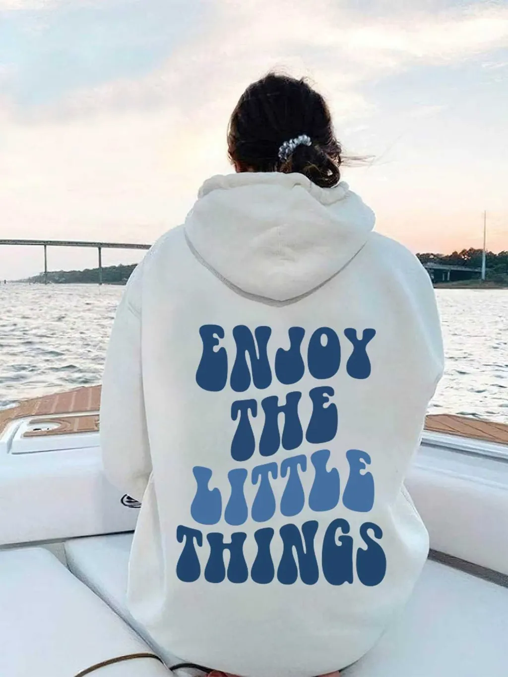 Hoodie Back Text Oversized Hoodie - White