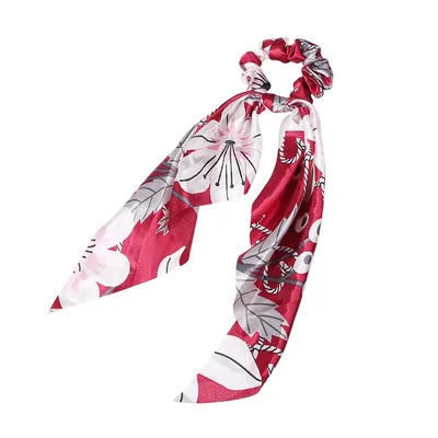 Fashion Long Streamer Printed Fabric Tie Hair Accessory For Ponytail Tie up Hair Top Cuft A5 Red - Shop at LoveMi