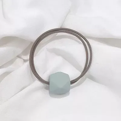 Simple Moradi Color Hair Elastic Band Adult Fashion Temperament Octagonal Beads Hair Ring Haze Blue - Shop at LoveMi