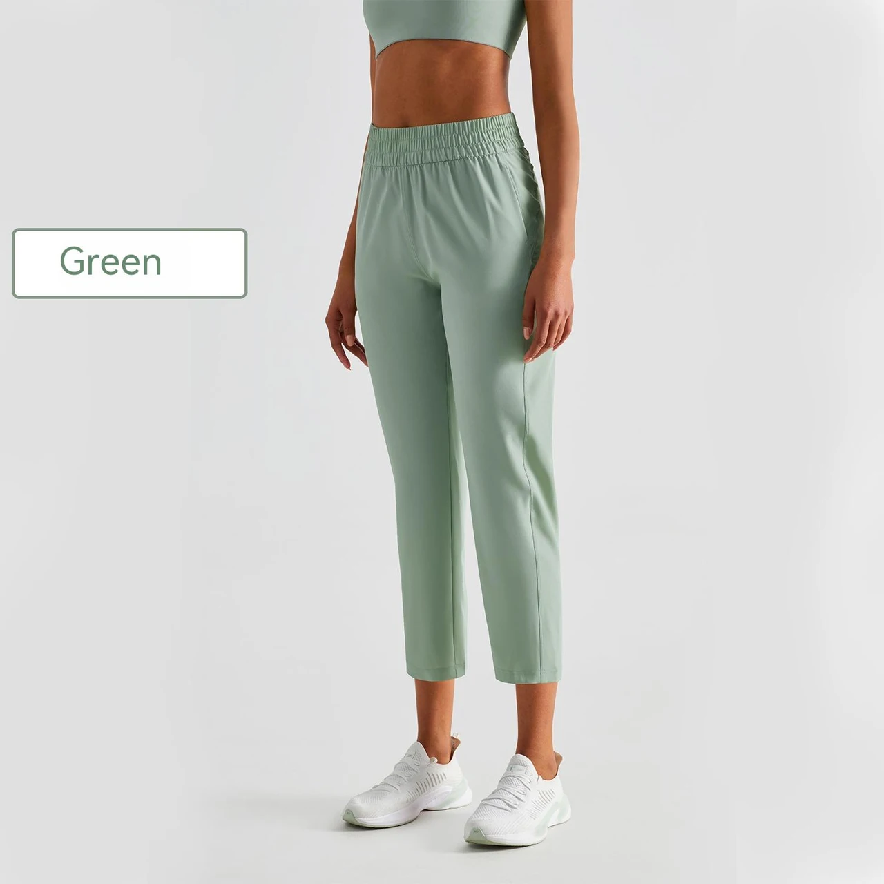 Women's Ankle Banded Pants Loose Fitness Casual Pants - Green Color - View 1