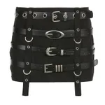 Dark Punk Design Sense Belt Splicing Skirt - Black
