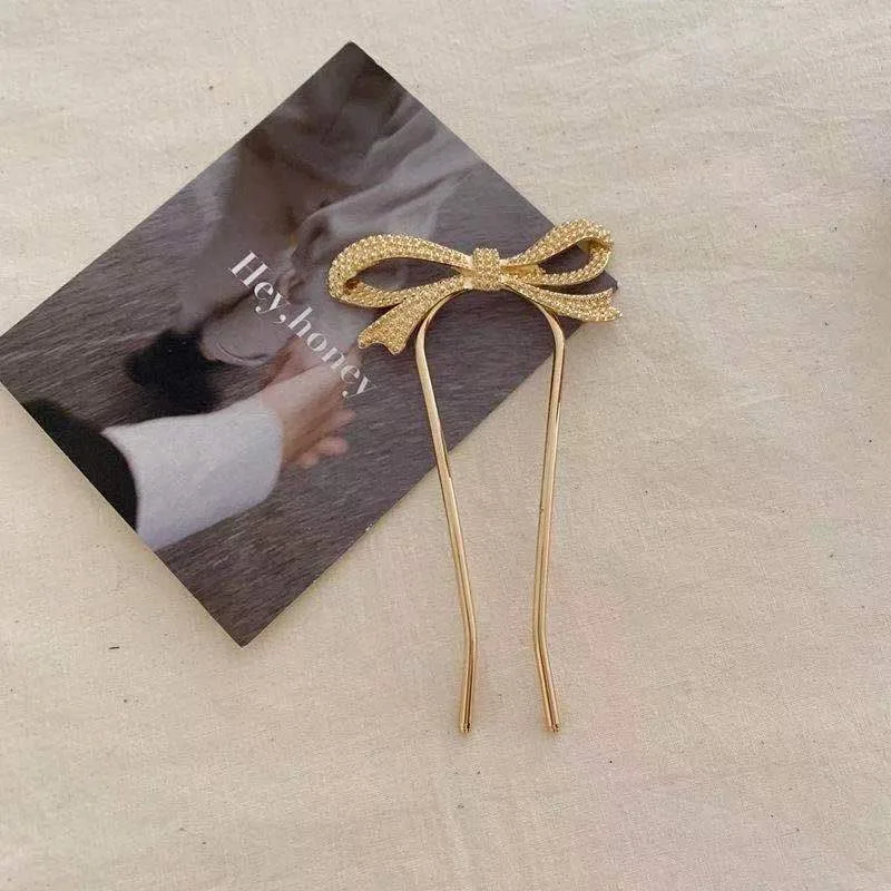 Retro Metal Bow Hairpin Japanese Sweet Gold - Shop at LoveMi