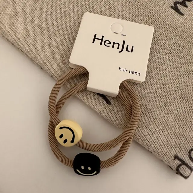 Spring Milk Coffee Color Cartoon Smiley Face Hair Band Cute Girl Heart Little Flower Smiling Face - Shop at LoveMi