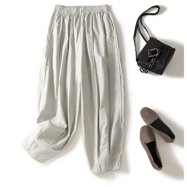 Women's Fashion Casual Cotton Linen Harem Pants Gray Apricot - Shop at LoveMi