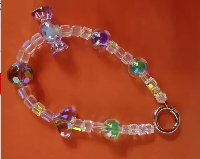 Bow Luminous Colorful Acrylic Beads Mobile Phone Charm Keychain Style11 - Shop at LoveMi