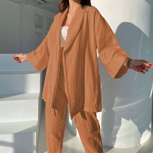 Solid Color Fashion Loose fitting Long Sleeves Orange - Shop at LoveMi