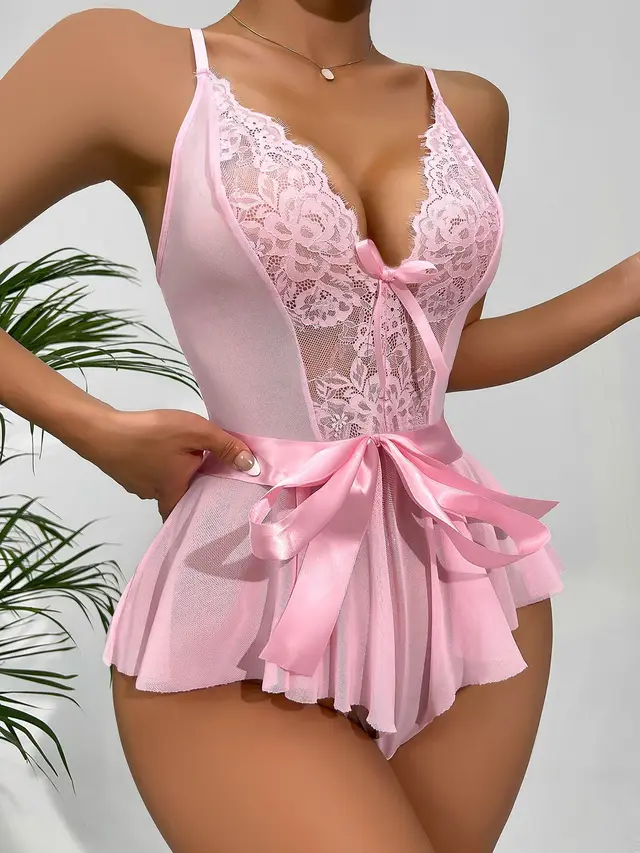 Body Shaping Bow Stitching Jumpsuit Pink - Shop at LoveMi