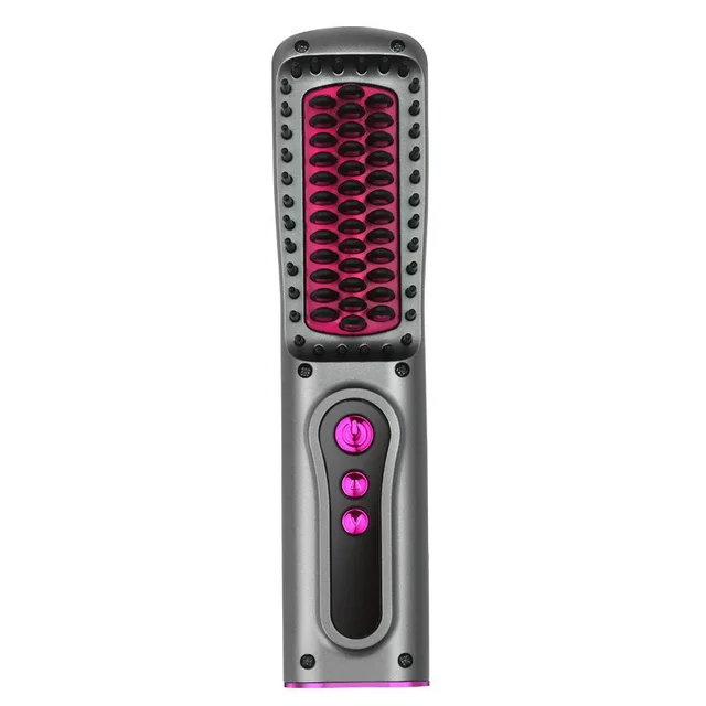 Multi function Rechargeable Wireless Straight Comb Gray Red - Shop at LoveMi