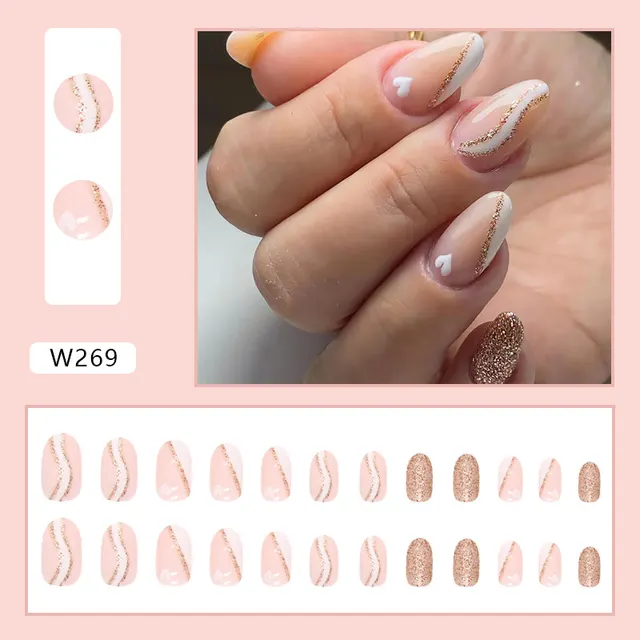 Simple Milky White French Glitter Powder Nail Sticker W269 Glue Type - Shop at LoveMi