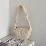 Underarm Crossbody Bag Large Capacity Leisure Nylon Dumplings - White