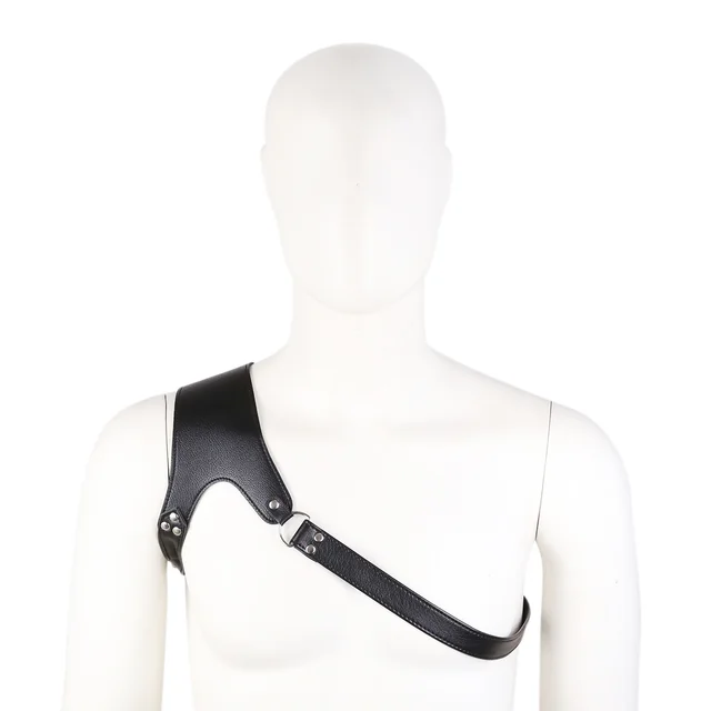 Men's Shoulder Leather Chest Strap Role Play Toy Black - Shop at LoveMi
