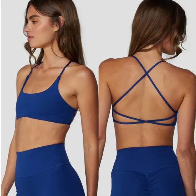 Nude Feel Yoga Bra Outdoor Sports Top For Women Dark Blue Top - Shop at LoveMi