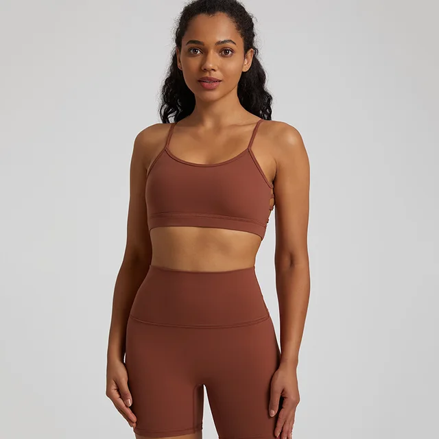 Back Shaping Shockproof Sports Underwear Women's Outdoor Running 4070 Red Coffee Color - Shop at LoveMi