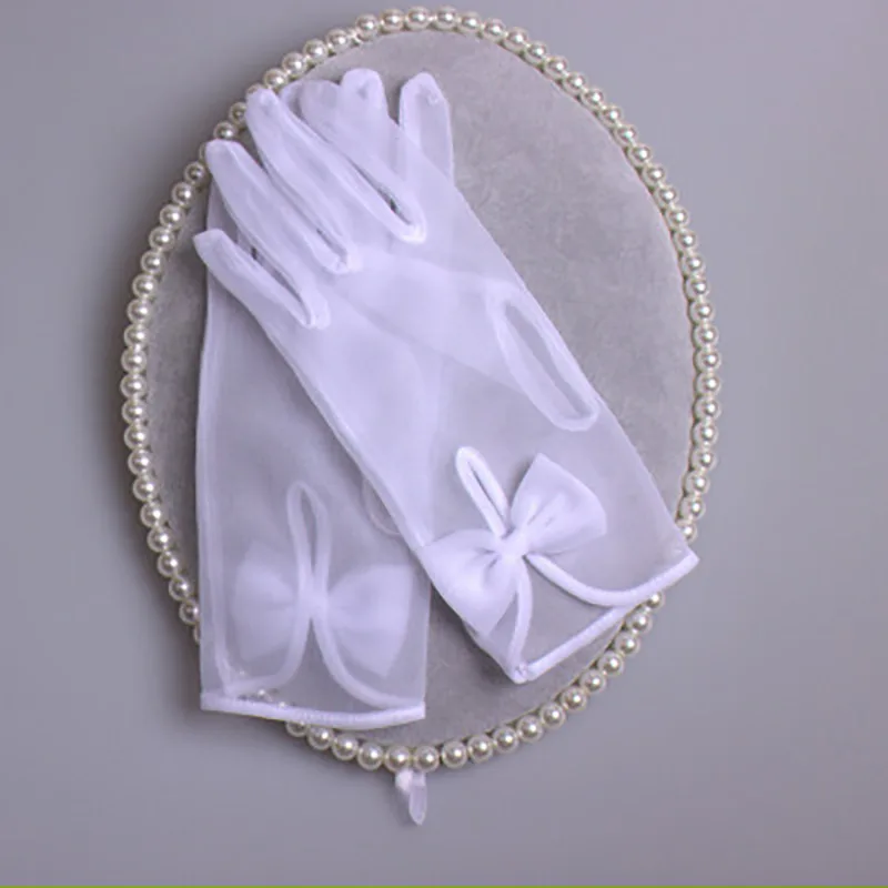 New Wedding Dress Korean Style Dress Gloves Lace Short - White
