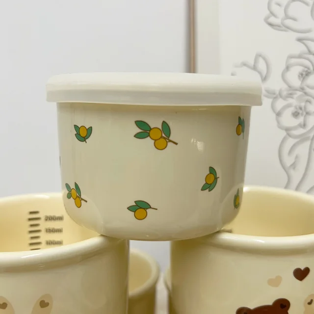 Children's Tableware Ceramic Bowl Fresh keeping Sealing Band Scale Yellow Olive - Shop at LoveMi