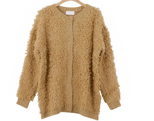 Korean Style Women's Circle Knitted Sweater Coat Camel - Shop at LoveMi