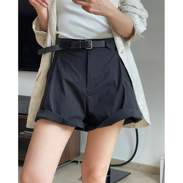 Loose A Line Style Slimming Casual Cropped Pants Black - Shop at LoveMi