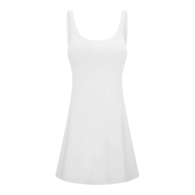 Yoga Clothes With Chest Pad High Elastic Comfortable Fake Two piece Anti exposure Tennis Skirt Women White - Shop at LoveMi