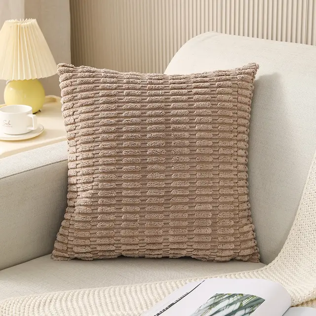 Corduroy Pillow Cover Solid Color Simple Home Sofa Decoration Light Coffee - Shop at LoveMi
