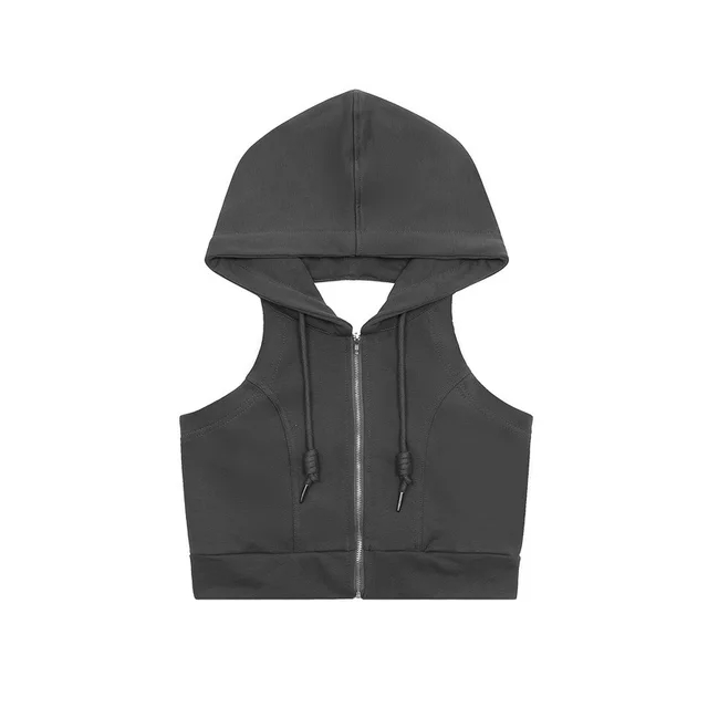 Hollow Backless Short Sleeveless T shirt Women's Vest Grey - Shop at LoveMi