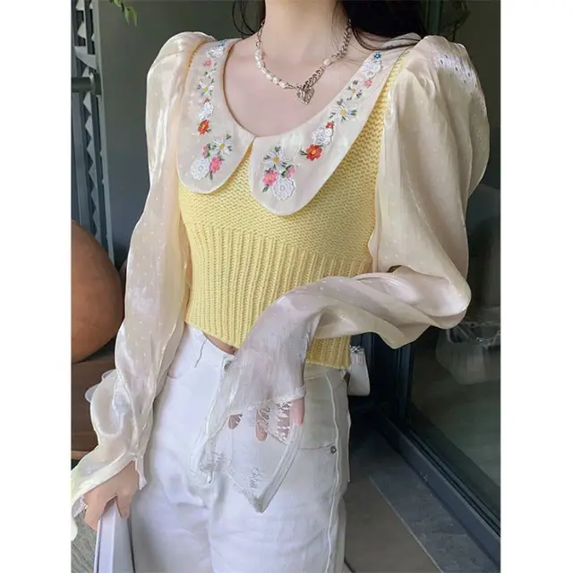 Short Knitwear Small French Tea Yellow - Shop at LoveMi
