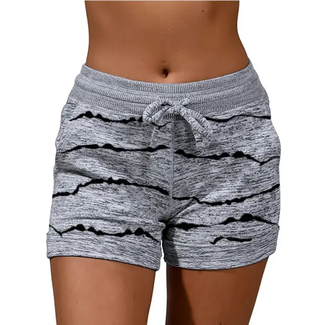 Shorts Yoga Pants Casual Sports Tight Waist Stretch Shorts Striped Light Gray - Shop at LoveMi
