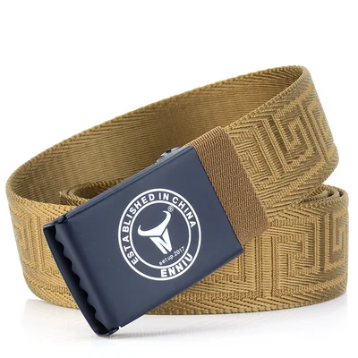 Nylon Outdoor Leisure Metal Buckle Belt Gray Brown - Shop at LoveMi