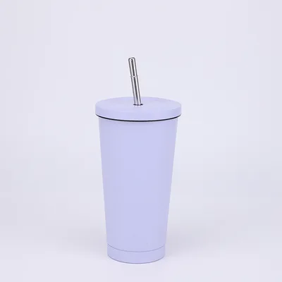 Stainless Steel Large capacity Straw Insulation Cup Purple - Shop at LoveMi
