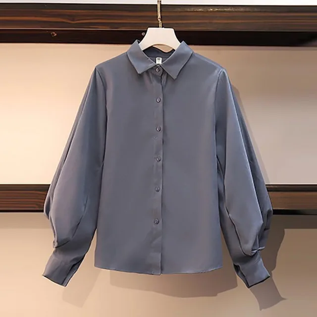 Slim fit Slimming Dress Fashion Shirt Two piece Set Blue Shirt - Shop at LoveMi