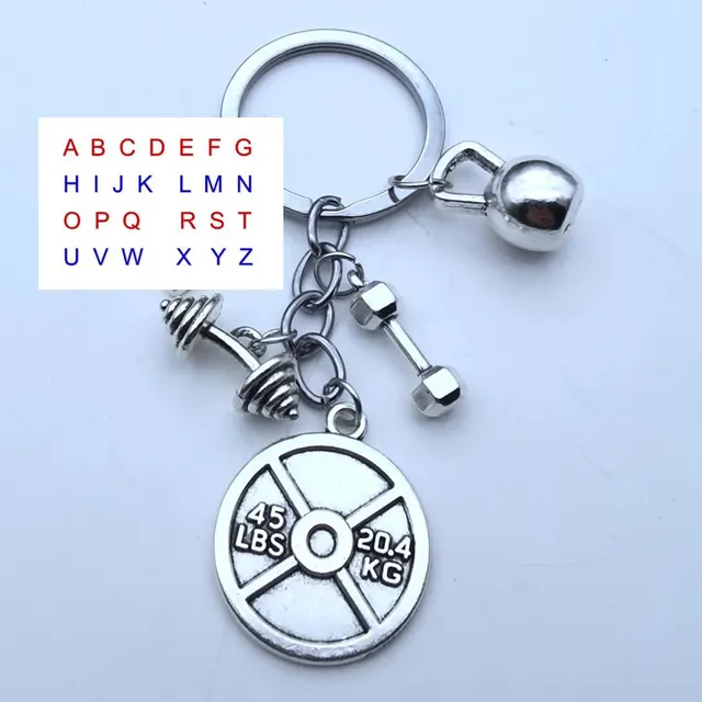 Barbell And Dumbbell Exercise Fitness Letter Keychain - Shop at LoveMi