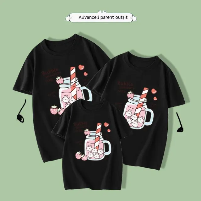 Cute Strawberry Girl T shirt Short Sleeve Black - Shop at LoveMi