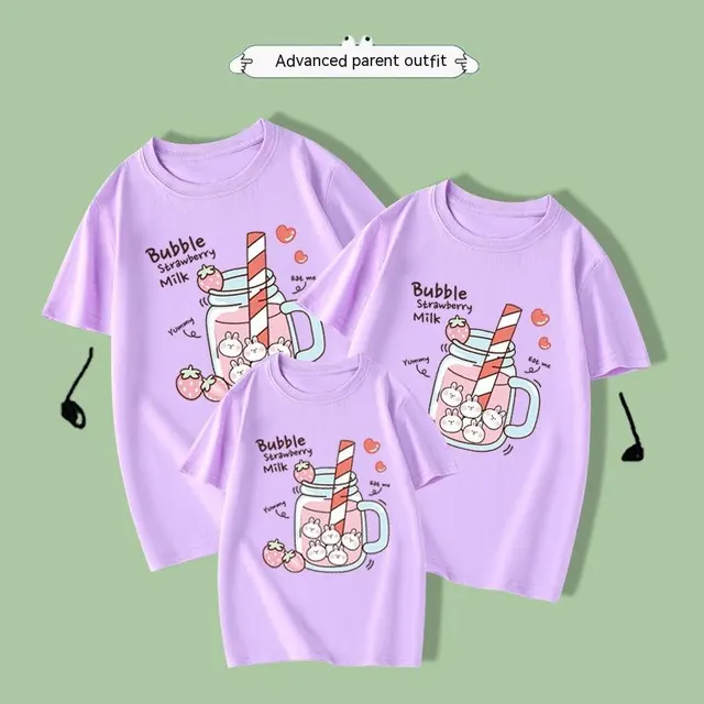 Cute Strawberry Girl T shirt Short Sleeve Purple - Shop at LoveMi