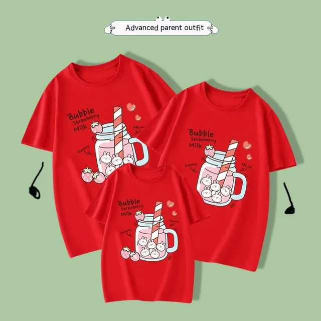Cute Strawberry Girl T shirt Short Sleeve Red - Shop at LoveMi