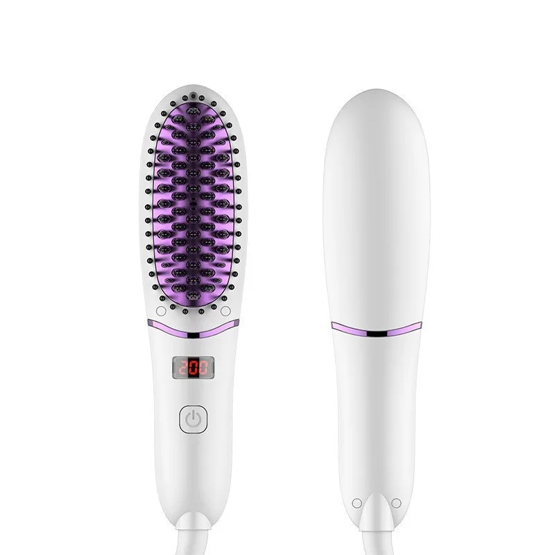 Negative Ion LED Display Electric Straight Comb - White Purple Us