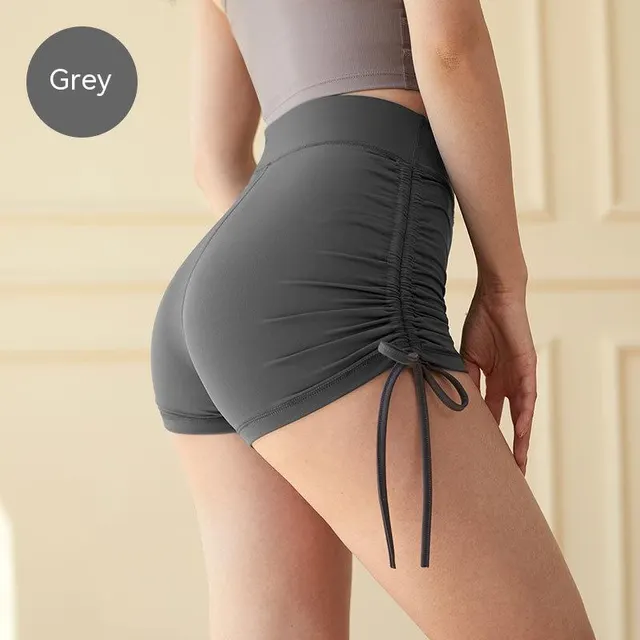 Women's Fashion Solid Color High Waist Hip Lift Fitness Three Points Yoga Pants Gray - Shop at LoveMi