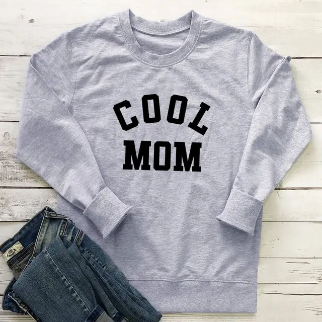 Cool MOM Pure Letter Printing New Long Sleeve Sweater Gray - Shop at LoveMi