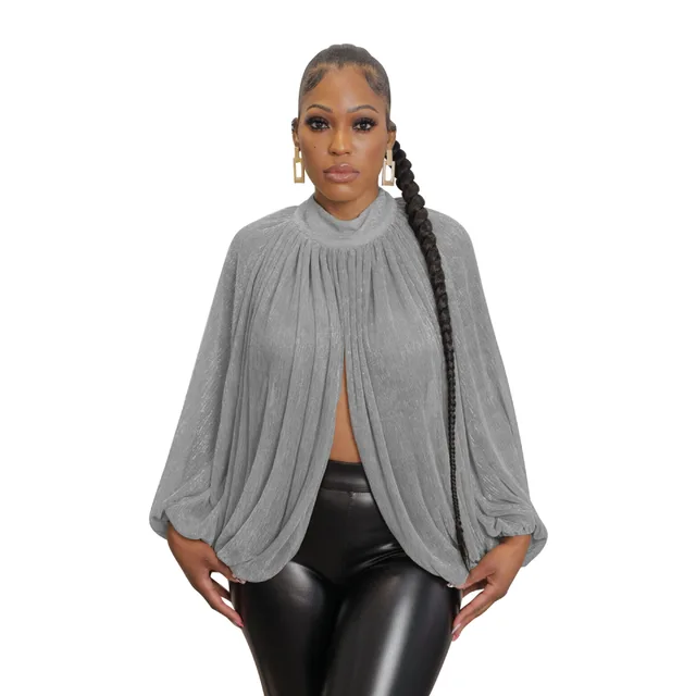 Women's Summer Bright Silk Cardigan Backless Top Lace Shirt Gray - Shop at LoveMi