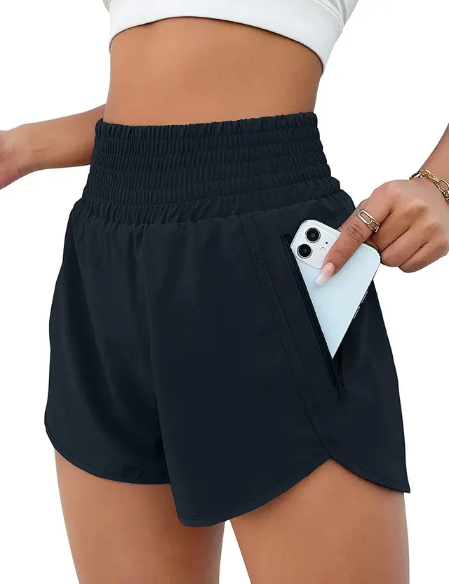 Women's Fashion High Top Sports Running Yoga Short Belt Lining Black - Shop at LoveMi
