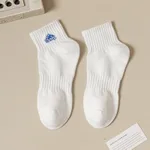 Black And White Embroidered Shark Pure Cotton Sweat Absorbing Athletic Socks - Short White Snow Mountain - View 1