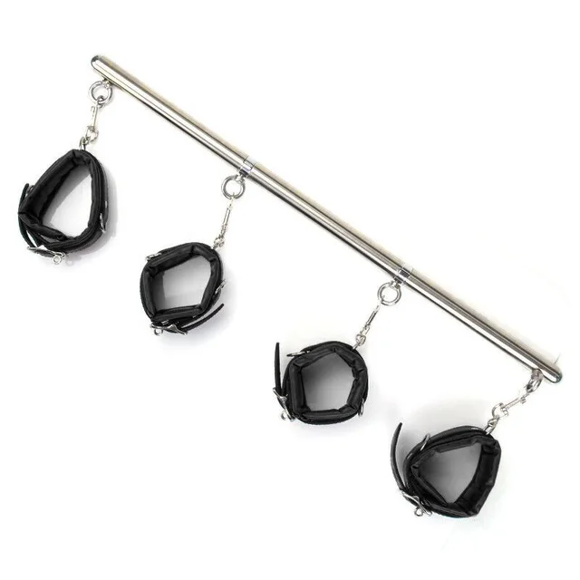 Straight Type Handcuffs, Stainless Steel Tube, Forced Leg Tension And Restraint Tube Black - Shop at LoveMi