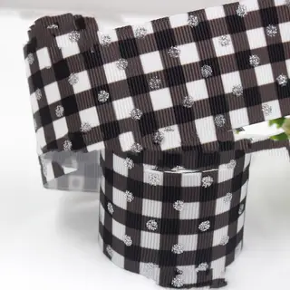 25mm Plaid Laser Silver Thermal Transfer Thread Ribbon - Black