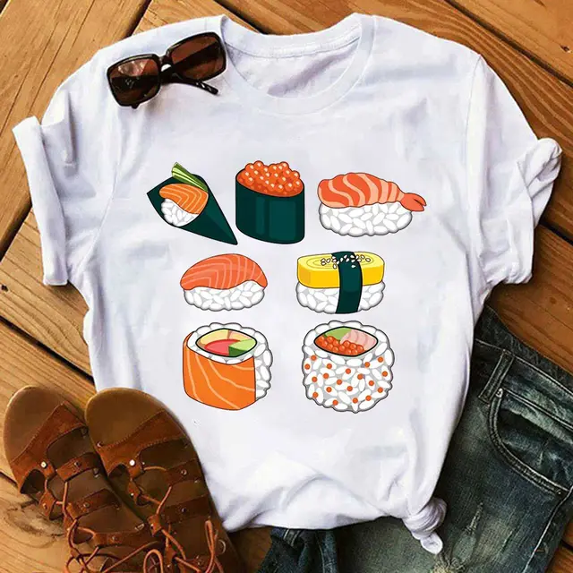 Summer Women Cute Sushi Hug Short Sleeve T shirts 36794Style - Shop at LoveMi