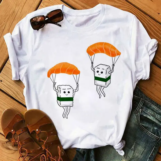 Summer Women Cute Sushi Hug Short Sleeve T shirts 36798Style - Shop at LoveMi