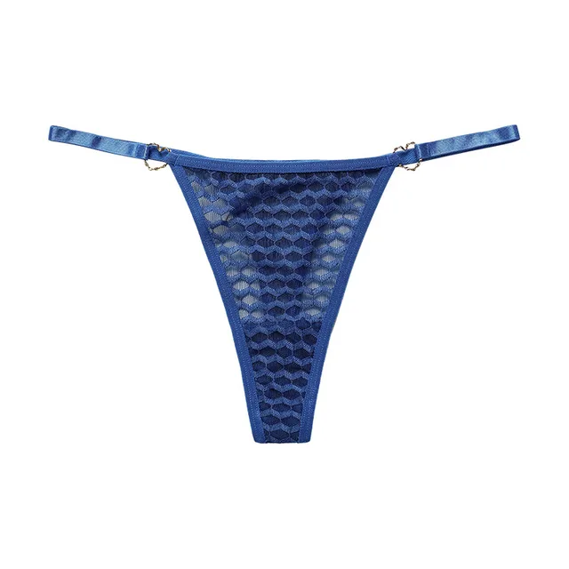 Heart Buckle Thin Strap Cotton Crotch Underwear Dark Blue - Shop at LoveMi