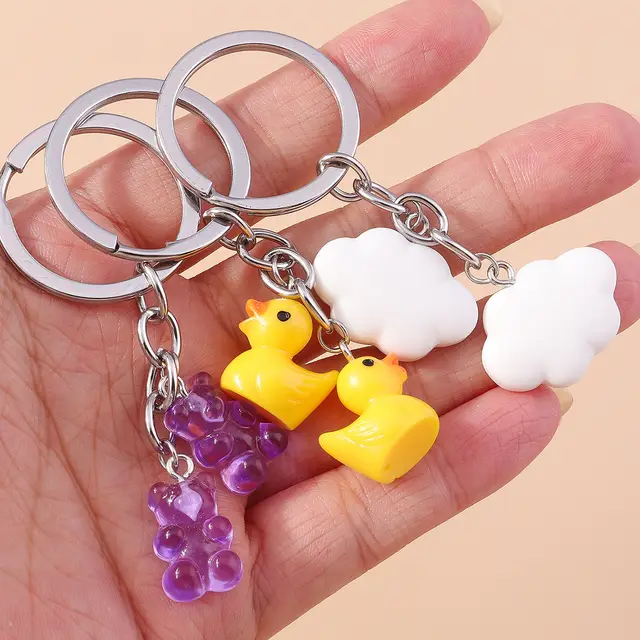 Cartoon Little Yellow Duck Keychain Cloud Accessories Yzs265 - Shop at LoveMi