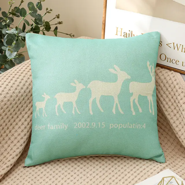 Fabric Decoration Supplies Car Gift Linen Printed Pillows Bedside Cushion Couch Pillow Blue Background Four 1733 - Shop at LoveMi