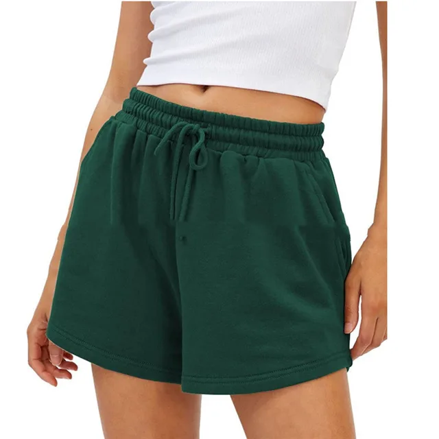 Women's Fashion Casual Exercise Elastic Running High Waist Shorts Green - Shop at LoveMi